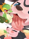 ambiguous_gender duo extreme_size_difference female feral holding_another imminent_vore inside_mouth kemono macro mouth_shot open_mouth size_difference tongue tongue_out vore tianhua nintendo pokemon generation_2_pokemon generation_5_pokemon miltank pokemon_(species) snivy 2025 hi_res