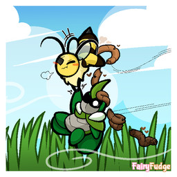 antennae_(anatomy) anthro blush breath carrying_another duo excessive_feces feces female female_pooping flying grass hand_holding male male/female neck_tuft one_eye_closed one_eye_obstructed outside plant pooping pooping_on_another pooping_on_face pooping_while_flying scared scatplay sky tuft wind wings fairyfudge bug_fables moonsprout_games kabbu_(bug_fables) vi_(bug_fables) arthropod bee beetle hymenopteran insect 1:1 digital_media_(artwork) hi_res signature
