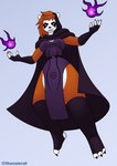 absolute_territory anthro brown_body brown_fur brown_hair cape cloak clothed clothing cultist curvy_figure evil_look fantasy female fingerless_gloves fur gloves hair handwear hood legwear looking_at_viewer low-angle_view magic magic_user purple_clothing red_body red_fur red_hair simple_background solo thick_thighs thigh_gap thigh_highs villainous voluptuous voluptuous_anthro voluptuous_female wide_hips thecumrat blizzard_entertainment warcraft ailurid bear mammal pandaren red_panda red_pandaren absurd_res hi_res