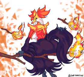 abstract_background anthro big_breasts big_butt breasts broom broom_riding butt butt_focus cheek_tuft cleaning_tool facial_tuft female female_anthro fluffy fluffy_ears fluffy_tail fur looking_at_viewer looking_back looking_back_at_viewer mischievous_smile naughty_face presenting presenting_hindquarters raised_tail red_body red_fur solo tail thick_thighs tuft yellow_body yellow_fur yanisp5 game_freak nintendo pokemon pokemon_legends_z-a generation_9_pokemon mega_delphox mega_evolution pokemon_(species) 2025 hi_res