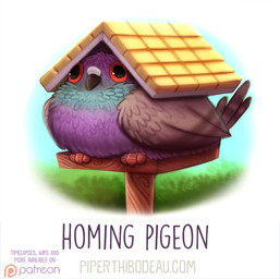 ambiguous_gender birdhouse blue_body blue_feathers brown_body brown_feathers feathered_wings feathers feral humor outside pun purple_body purple_feathers red_eyes sky solo visual_pun wings piper_thibodeau avian bird columbid pigeon digital_media_(artwork) digital_painting_(artwork) painting_(artwork)