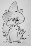 ambiguous_gender avian_feet blush feet feral one_eye_closed pseudo_clothing solo talons toes vogold nintendo pokemon avian bird generation_2_pokemon murkrow pokemon_(species) monochrome