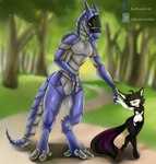 anthro belly big_belly black_body black_fur blue_body breasts cradling duo fur hair herm intersex looking_at_another looking_down machine male pregnant purple_body purple_fur smile tail katscarlettkat made_in_abyss memy android mammal narehate robot synth_(vader-san) hi_res