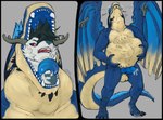abdominal_bulge absurd_res animal_genitalia anthro anthro_pred antlers balls belly belly_scales black_claws black_hair black_horn blue_body blue_fur blue_hair blue_nose blue_penis blue_scales blue_tongue bodily_fluids brown_antlers chest_tuft claws digestion digit_ring digital_media_(artwork) dragon drembonaarkrah dripping duo ear_piercing earykel eli-eternity erection european_mythology facial_spikes feet feet_first forced fur genital_fluids genitals hair hi_res horn jackalope jewelry lagomorph leaking_precum male male/male mammal mane mane_hair membrane_(anatomy) membranous_wings muffled muffled_screaming muffled_speech mythological_creature mythological_scalie mythology neck_bulge open_mouth oral_vore penis piercing precum precum_drip purple_eyes ring saliva saliva_on_tongue scales scalie sheath size_difference snap spikes spikes_(anatomy) swallowing tail tan_body tan_chest tan_scales teeth teeth_showing toe_ring toes tongue tongue_wrap tuft unwilling_prey vore western_dragon white_body white_chest wings