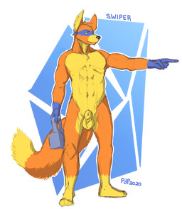 abs animal_genitalia anthro balls biceps blue_background clothing dipstick_tail domino_mask eyemask eyewear fangs fluffy fluffy_tail frown fully_sheathed fur genitals gesture gloves hand_gesture handwear head_tuft holding_object inner_ear_fluff leg_markings looking_away male markings mask multicolored_tail muscular muscular_anthro muscular_male navel nude orange_body orange_eyes orange_fur outline pecs penis pointing sheath simple_background socks_(marking) solo standing tail tail_markings teeth toolbox tuft yellow_body yellow_fur plaguedoctorprincess dora_the_explorer nickelodeon swiper_(dora_the_explorer) canid canine fox mammal red_fox true_fox 2020 absurd_res full-length_portrait hi_res portrait signature sketch