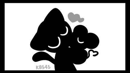 ambiguous/ambiguous ambiguous_gender anthro black_body duo eyes_closed heart_symbol interspecies kissing predator/prey simple_background style_emulation tail kb545 mewgenics domestic_cat felid feline felis mammal mouse murid murine rodent 16:9 monochrome widescreen