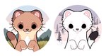 blush chibi duo feral looking_at_viewer plant smile tree strawberrymilk mammal mustelid musteline true_musteline weasel