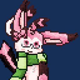 ambiguous_gender black_body black_fur blush bow_(anatomy) clothing dipstick_ears ear_markings eyewear feral fur glasses gloves_(marking) green_scarf markings mostly_nude multicolored_ears pattern_clothing pattern_scarf pink_body pink_eyes pink_fur raised_tail ribbons_(anatomy) scarf scarf_only simple_background smile solo striped_clothing striped_scarf stripes tail transparent_background wearing_glasses white_body white_fur derpaderpy nintendo pokemon side_the_sylveon eeveelution generation_6_pokemon pokemon_(species) sylveon 1:1 alpha_channel digital_media_(artwork) low_res pixel_(artwork)