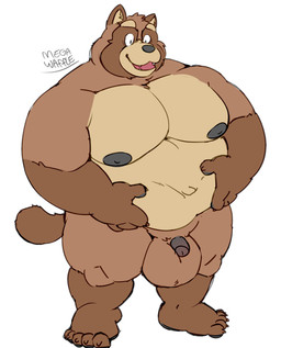4_fingers 5_toes anthro balls big_balls brown_body brown_fur claws feet finger_claws fingers flaccid fur genitals huge_balls humanoid_genitalia humanoid_hands humanoid_penis male moobs nipples overweight overweight_anthro overweight_male penis simple_background small_penis solo toe_claws toes white_background megawaffle canid canine mammal raccoon_dog tanuki 2020 character_request hi_res