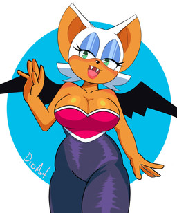 anthro bat_wings big_breasts big_ears black_bodysuit black_clothing black_nose black_skinsuit black_wings blue_background blue_eyeshadow blush bodysuit breasts brown_body brown_fur cleavage clothed clothing eyelashes eyeshadow fangs female front_view fur green_eyes makeup membrane_(anatomy) membranous_wings open_mouth simple_background skinsuit solo teeth thick_thighs tight_clothing white_background white_body white_fur wide_hips wings dio_morningstar sega sonic_the_hedgehog_(series) rouge_the_bat bat mammal hi_res