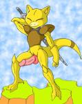 anthro balls erection eyes_closed genitals humanoid_genitalia humanoid_penis male melee_weapon nude penis solo sword weapon dark-moltres nintendo pokemon fan_character volsar abra generation_1_pokemon pokemon_(species)