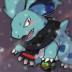 ambiguous_gender blush claws depth_of_field dusk_ball fangs feral open_mouth pokeball red_eyes scarf snow solo teal_body teeth zaikudo nintendo pokemon generation_1_pokemon nidorina pokemon_(species) 1:1 digital_media_(artwork) low_res oekaki