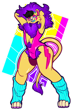 1980s_theme ambiguous_gender anthro armpit_hair big_hair body_hair exercise hair pubes solo thick_thighs workout bileshroom xanadu_(smilingscorpio) alien felid lion mammal pantherine absurd_res hi_res