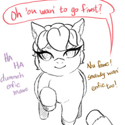 closed_smile color_coded_text dialogue duo eyelashes female female_feral feral front_view hair mostly_offscreen_character mouth_closed plant smile solo_focus text walking young young_female young_feral yellowcottoncandy030 fluffy_pony elemental_creature flora_fauna fluffy_pony_(species) mammal 1:1 2025 broken_english digital_media_(artwork) english_text hi_res