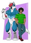 anthro canid canine clothed clothing digital_media_(artwork) duo hi_res human male male/male mammal nandarazzi phillip_jr_(sketchy_pc) sparks_(sparkshuskyy)