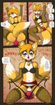 anal anal_masturbation anthro breast_padding canid canine chastity_cage chastity_device clothed clothing comic crossdressing english_text fox fucking_machine girly hi_res husdur machine male mammal masturbation miles_prower sega solo sonic_the_hedgehog_(series) text