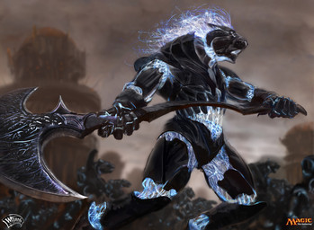 action_pose ambiguous_gender anthro armor_plates axe biped crowd electricity group holding_axe holding_object logo magic pose segmented_body campbell_white hasbro magic:_the_gathering wizards_of_the_coast domestic_cat elemental_creature felid feline felis mammal metal_creature mineral_fauna 2021 hi_res official_art