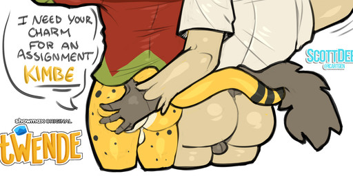 anthro backsack balls big_butt black_spots bottomless brown_body brown_fur bubble butt butt_focus butt_grab butt_shot butt_squeeze clothed clothing dialogue duo entwined_tails fur genitals glistening glistening_butt hand_on_butt jacket long_tail male male/male markings mature_male raised_arm raised_tail rear_view shirt simple_background size_difference speech_bubble spots spotted_body spotted_fur squeezing tail tail_around_partner tail_coil tan_body tan_fur text topwear white_background yellow_body yellow_fur scottdeer twende_(series) boss_(twende) kimbe_(twende) cheetah felid feline hyena mammal 2025 english_text hi_res watermark