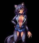 big_breasts black_hair blush breasts bulge clothing eye_patch eyewear gynomorph hair intersex looking_at_viewer monster_girl_(genre) solo yellow_eyes dieselmine animal_humanoid canid canid_humanoid canine canine_humanoid canis humanoid mammal mammal_humanoid monster wolf wolf_humanoid alpha_channel