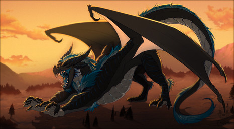 black_body black_border black_scales bodily_fluids border female feral fur glistening glistening_body glistening_skin horn macro macro_male male morning open_mouth paws saliva scales solo stretching teeth wings jaggal european_mythology gigantic mythology alex_jental_fly dragon mythological_creature mythological_scalie scalie western_dragon hi_res