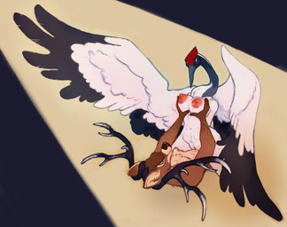 anthro anthro_on_anthro anthro_penetrated anthro_penetrating anthro_penetrating_anthro antlers beak big_breasts big_nipples black_antlers black_body black_eyes black_feathers black_nose breast_grab breasts brown_body brown_fur cowgirl_position duo feathers female female_penetrated from_front_position fur genitals grey_beak grey_body grey_feathers hand_on_breast horn male male/female male_penetrating male_penetrating_female nipples nude on_bottom on_top penetration pink_nipples red_body red_feathers red_nipples red_vulva sex spread_wings tan_body tan_fur tan_inner_ear vulva white_antlers white_body white_feathers wings yellow_sclera lanolin04 ne_zha_2 he_tong lu_tong avian bird cervine crane_(bird) deer gruiform grus_(genus) mammal red-crowned_crane sika_deer hi_res