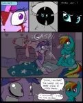 2013 bandage bedding blanket blood blue_body blue_feathers blue_fur bodily_fluids clothed clothing comic cutie_mark dialogue digital_media_(artwork) earth_pony english_text equid equine feathered_wings feathers female feral friendship_is_magic fur green_eyes group hair hasbro heart_symbol horn horse lamp_shade mammal mane metal_(artist) multicolored_hair my_little_pony mythological_creature mythological_equine mythology open_mouth pegasus pillow pink_body pink_fur pink_hair pinkie_pie_(mlp) pony purple_body purple_eyes purple_fur purple_hair rainbow_dash_(mlp) rainbow_hair speech_bubble text twilight_sparkle_(mlp) two_tone_hair unicorn wings