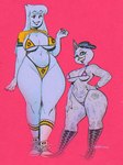 anthro beret big_breasts bikini boots bracelet breasts camel_toe clothed clothing curvy_figure duo eyebrow_through_hair eyebrows female fingers footwear hair hand_on_hip hat headgear headwear high_heeled_boots high_heels jewelry long_hair looking_at_viewer one_eye_closed piercing shoes socks standing swimwear tattoo thick_thighs tongue tongue_piercing translucent translucent_hair two-piece_swimsuit voluptuous white_body white_hair wide_hips wolftangart canvas_(wolftang) lady_(wolftang) domestic_cat felid feline felis humanoid mammal 2025 3:4 hi_res signature