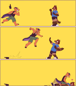 anthro big_tail blush claws clothed clothing duo ear_piercing eyewear gesture glasses horn jumping male male/male open_mouth piercing romantic romantic_couple running sharp_teeth simple_background sitting_on_another smile startled tail tail_motion tailwag teeth waving ray_karr mythology luke_(lukanofx) zeze_(croquiek) dragon hyena mammal mythological_creature mythological_scalie scalie 2025 absurd_res digital_media_(artwork) hi_res sequence