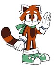 boots clothing footwear green_boots green_clothing green_footwear green_scarf hey looking_at_viewer male red_body red_eyes scarf shoes simple_background solo white_ears valeriagl92 sega sonic_the_hedgehog_(series) fan_character pete_(valeriagl92) mammal hi_res