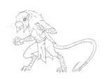 anthro arm_wraps bottomwear breasts clothing face_covered female holding_object holding_weapon leg_wraps loincloth multi_breast neck_tuft nipples scar simple_background solo tail tail_wraps tuft weapon white_background wraps halbean warhammer_(franchise) mammal murid murine rat rodent skaven 2021 monochrome sketch