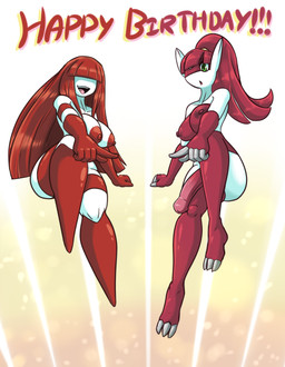 5_fingers anthro areola breasts butt claws duo exclamation_point featureless_feet feet female fingers genitals gesture green_eyes gynomorph hair hand_gesture intersex long_hair midair multicolored_body nipples open_mouth penis pointing pointing_at_viewer pokemorph red_areola red_body red_breasts red_hair red_nipples red_text striped_body stripes teeth text thick_thighs toe_claws tongue two_tone_body white_body white_breasts latiar nintendo pokemon mojito_(quin-nsfw) scarlet_(quin-nsfw) generation_3_pokemon latias legendary_pokemon pokemon_(species) 2019 english_text hi_res