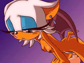 anthro blue_eyes blush breasts cowgirl_position duo ear_piercing female female_focus from_front_position genitals male male/female membrane_(anatomy) membranous_wings nipples nude on_bottom on_top penis piercing pubes sex solo_focus straddling tail wings buttercup_saiyan sega sonic_the_hedgehog_(series) rouge_the_bat bat mammal 4:3