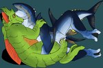 anthro anthro_on_anthro anthro_penetrated anthro_penetrating anthro_penetrating_anthro blue_body blue_tail cloacal cloacal_penetration dorsal_frill duo ear_frill eyes_closed forked_tail frill_(anatomy) gills glistening glistening_eyes green_body green_tail looking_pleasured male male/male male_penetrated male_penetrating male_penetrating_male open_mouth penetration red_frill ridged_tail sex sharp_teeth spread_legs spreading tail tail_fetish tail_in_cloaca tail_insertion tail_play tail_sex teeth unusual_anatomy unusual_tail imperatorcaesar fish marine