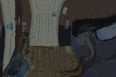 anthro bed bedroom depression detailed_background door fur furniture gore grey_body grey_fur inside male self-harm sitting solo tan_body tan_fur demensa emil_(demensa) canid canine canis coyote domestic_dog hybrid mammal 2020 3:2 digital_media_(artwork) pixel_(artwork)
