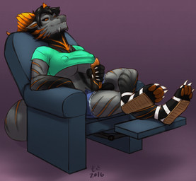 anthro bottomwear breasts chair claws clothing erection footwear furniture genitals gradient gynomorph horn intersex masturbation pawpads paws penile penile_masturbation penis recliner sandals shirt shoes shorts simple_background solo t-shirt topwear mosa mythology lanna_(blackmist333) dragon mythological_creature mythological_scalie scalie 2016 hi_res