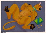 abs anthro anthrofied anus areola balls bedroom_eyes blep blush border box butt chastity_cage chastity_cage_only chastity_device chastity_device_only claws collar container digitigrade eyebrows food fur genitals gold_(metal) gold_chastity_cage gold_chastity_device lock lying male muscular muscular_anthro muscular_male narrowed_eyes navel nipple_piercing nipple_ring nipples nude on_back pawpads pecs perineum piercing ring_piercing scooby_snacks seductive shadow smile solo spread_legs spreading thick_thighs tongue tongue_out tuft wearing_chastity_cage wearing_chastity_device white_border illbarks hanna-barbera scooby-doo_(series) scooby-doo canid canine canis domestic_dog great_dane mammal mastiff molosser 2025