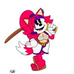 anthro armor belly belt big_breasts breasts clothed clothing eye_piercing female footwear fur gloves hair handwear long_hair looking_at_viewer melee_weapon open_mouth piercing red_body red_fur red_hair rubberhose sandals shoes simple_background smile solo standing sword weapon unknown_artist sega sonic_the_hedgehog_(series) asami_the_cat fan_character 1:1 digital_media_(artwork) hi_res