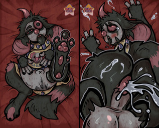 ahegao anthro anus baby_fur balls bedding big_balls big_butt blanket blush bodily_fluids body_pillow butt circus circus_core clown clown_core collar cum cum_inside cum_on_body dakimakura dakimakura_pillow fur genital_fluids genitals gorny horn kid_core looking_pleasured male open_mouth overweight overweight_anthro overweight_male pawpads paws pillow puffy_anus sex simple_background slightly_chubby solo tongue tongue_out weird_core nestyguts gramin_gorny chinchilla chinchillid chinsilly demon human humanoid mammal rodent dakimakura_design digital_media_(artwork) hi_res