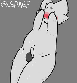 anthro ball_slap ball_spanking ballbusting balls belly blush blushing_profusely bodily_fluids cock_and_ball_torture covering covering_face cum ejaculation fur genital_fluids genital_torture genitals male penis slap whimper white_body white_fur lspagf boy_kisser_(meme) felid feline mammal absurd_res animated hi_res long_playtime meme sound video