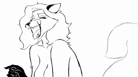 ambiguous_fluids annoyed anthro big_breasts black_hair bodily_fluids bottle breasts cleavage clothed clothing container dialogue duo fangs female fluid_on_face hair halo legwear messy_hair open_mouth snout suggestive sweat tail teeth text thigh_highs tongue tongue_out topwear tube_top white_hair emmpyfour cat_(emmpyfour) karen_(emmpyfour) nine_(emmpyfour) animal_humanoid canid canine cat_humanoid felid felid_humanoid feline feline_humanoid fox humanoid mammal mammal_humanoid 16:9 animated black_and_white english_text hi_res monochrome no_sound short_playtime video widescreen