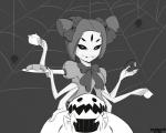 alternative_fashion bread croissant dessert doughnut fangs female food j-fashion lolita_(fashion) multi_eye multi_limb pastry pigtails simple_background solo teeth imperator-shiro undertale undertale_(series) muffet animal_humanoid arachnid arachnid_humanoid arthropod arthropod_humanoid humanoid spider spider_humanoid monochrome