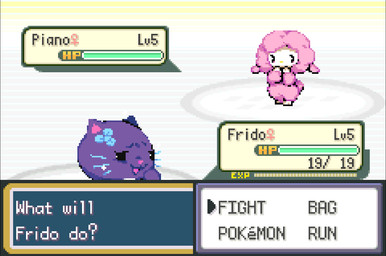 ambiguous_anthro ambiguous_gender anthro biped black_eyes blue_whiskers chibi detailed_background duo experience_bar female_symbol fur game_background gameplay_mechanics gender_symbol gui health_bar level_number looking_at_viewer looking_back looking_back_at_viewer number open_mouth open_smile pink_body pink_fur pink_inner_ear pink_nose pink_tail pink_wool purple_body purple_ears smile standing symbol tail text text_box whiskers white_body wool_(fur) ligma_(artist) hello_kitty_(series) nintendo pokemon sanrio frido_(hello_kitty) my_sweet_piano bovid caprine domestic_cat felid feline felis mammal sheep 2026 character_name digital_media_(artwork) english_text pixel_(artwork) shaded female_(lore)