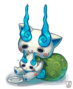 anthro backpack bag bite blue_body blue_countershading blue_fur blue_inner_ear blue_pawpads bodily_fluids countershading dish fur male markings pawpads pink_nose red_markings simple_background sitting smile solo tears white_background white_body white_fur sa-dui asian_mythology east_asian_mythology japanese_mythology level-5 mythology yo-kai_watch komasan canid canine canis domestic_dog foo_dog komainu mammal spirit yokai 2015 hi_res signature