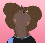 abs anthro barazoku biceps big_muscles big_pecs black_bottomwear black_clothing black_shorts bottomwear brown_body brown_fur chain chain_necklace clothing flexing fur hand_behind_head huge_muscles huge_pecs hyper hyper_muscles hyper_pecs jewelry looking_at_viewer male muscular muscular_anthro muscular_male necklace nipple_piercing nipples pecs piercing shorts solo teeth regnar balto_(series) universal_studios balto canid canine canis hybrid mammal wolfdog 2022 absurd_res digital_media_(artwork) hi_res