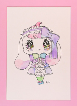 accessory alternative_fashion anthro bangs big_eyes big_head bow_ribbon chibi clothing dress eyelashes female floppy_ears footwear frilly frilly_clothing glistening glistening_eyes hair hair_accessory hair_bow hair_ribbon headgear headwear j-fashion kemono lolita_(fashion) lolita_dress markings neck_bow on_model paws pink_hair rabbit_ears ribbons socks solo sparkles sparkling_eyes sweet_lolita white_body yurie_sekiya peropero_sparkles cune_(peropero_sparkles) alien lagomorph leporid mammal rabbit 2018 cool_colors hi_res official_art painting_(artwork) pastel_theme pink_theme traditional_media_(artwork) traditional_painting_(artwork) traditional_watercolor_(artwork) watercolor_(artwork)