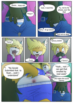 5_fingers anthro anthro_on_anthro anus biped blonde_hair blue_eyes clothed clothing dialogue duo female fingers hair inner_ear_fluff intraspecies male male/female speech_bubble tail text tongue tongue_out tuft young young_anthro young_female young_male young_on_young galo tammy_(tycloud) tycloud canid canine fox mammal absurd_res comic english_text hi_res cousins_(lore) incest_(lore)