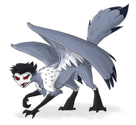 alternate_species back_wings black_body black_feather_hair black_feathers empty_eyes feather_hair feathers feral grey_body grey_feathers male open_mouth pseudo_hair red_eyes simple_background solo speckled_feathers tail tail_feathers white_background white_face wings audrycosmo13 hellaverse helluva_boss mythology stolas_(helluva_boss) avian gryphon mythological_avian mythological_creature 2023