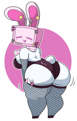 armwear big_breasts breasts bunny_costume clothed clothed_female clothing costume cotton_tail electronics female fishnet_armwear fishnet_clothing fishnet_legwear for_a_head legwear motion_lines rabbit_ears screen screen_face simple_background solo television white_body jutsapostion silvy_(silvythetvbunny) animal_humanoid humanoid lagomorph lagomorph_humanoid leporid_humanoid mammal mammal_humanoid object_head rabbit_humanoid screen_head tv_head 2026 absurd_res digital_media_(artwork) hi_res