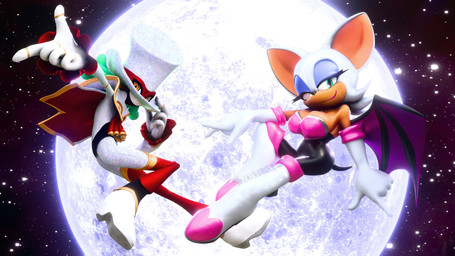 anthro big_breasts bodysuit breasts cleavage clothed clothing duo female hat headgear headwear looking_at_viewer male skinsuit smile tight_clothing top_hat wings hunicrio balan_wonderworld sega sonic_the_hedgehog_(series) balan_(balan_wonderworld) rouge_the_bat bat mammal 16:9 3d_(artwork) 4k absurd_res crossover digital_media_(artwork) hi_res widescreen