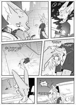 anthro bodily_fluids car city city_background clothed clothing cybernetics detailed_background dialogue ear_piercing group inner_ear_fluff machine male outside piercing simple_background smoking speech_bubble sweat text tuft vehicle kifyun2 kif_yppreah raphael_yppreah ailurid canid canine fox mammal red_panda absurd_res black_and_white comic hi_res monochrome